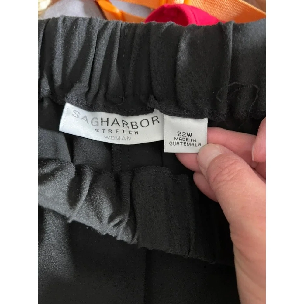 Sag Harbor Stretch Woman Black Pull On Tapered Pants Plus Size 22W New With Tags